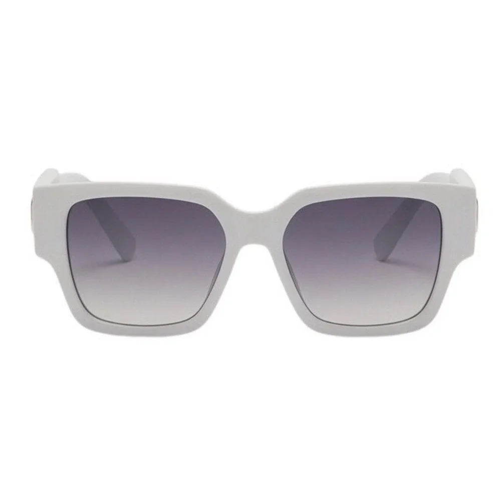 Men Bold White Square Sunglasses Idea Trendy Styling‎ Confident Summer Fashion